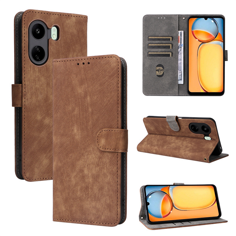 Flip Cover for Xiaomi Redmi 13C / Poco C65 PU Leather Phone Case Full-Body Protection Shockproof [RFID Blocking] Wallet Cover