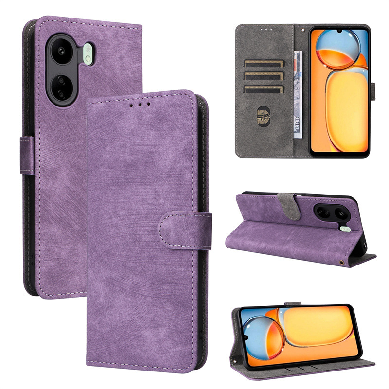 Flip Cover for Xiaomi Redmi 13C / Poco C65 PU Leather Phone Case Full-Body Protection Shockproof [RFID Blocking] Wallet Cover