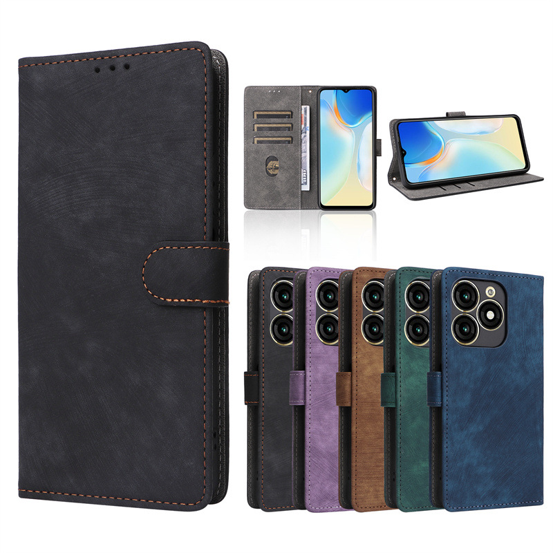 Flip Cover for Itel A70 PU Leather Phone Case Full-Body Protection Shockproof [RFID Blocking] Wallet Cover