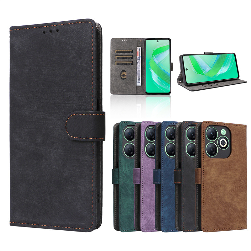 Flip Cover for Infinix Smart 8 PU Leather Phone Case Full-Body Protection Shockproof [RFID Blocking] Wallet Cover