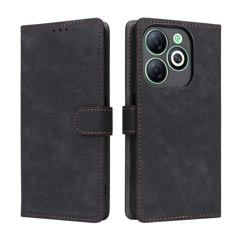 Flip Cover for Infinix Smart 8 PU Leather Phone Case Full-Body Protection Shockproof [RFID Blocking] Wallet Cover
