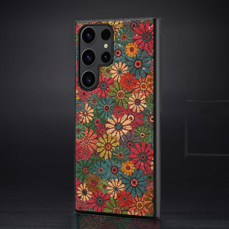 Phone Case for Samsung Galaxy S24 S23 S22 S21 FE Note 20 Ultra A34 A24 A14 A33 A23 A53 A05S Vintage Ethnic Style Black Edge Soft Gel Cover