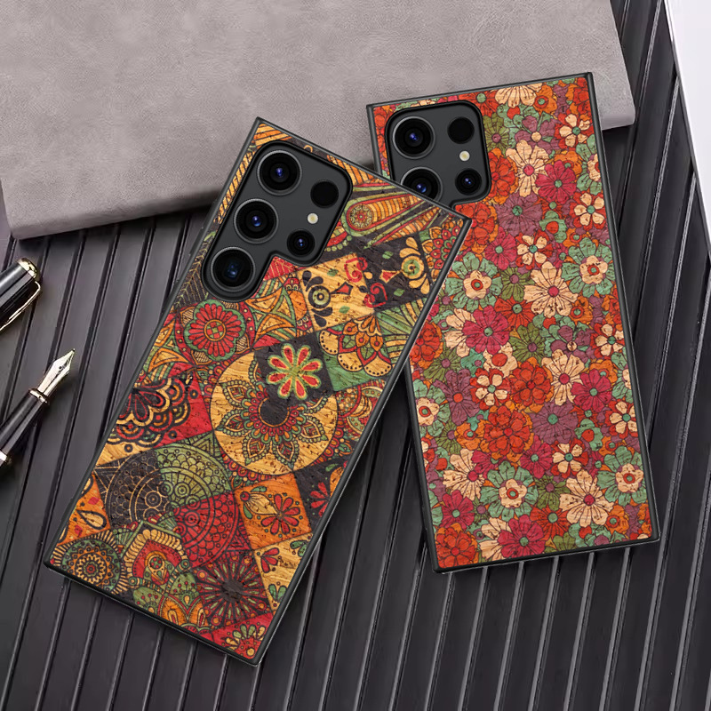 Phone Case for Samsung Galaxy S24 S23 S22 S21 FE Note 20 Ultra A34 A24 A14 A33 A23 A53 A05S Vintage Ethnic Style Black Edge Soft Gel Cover