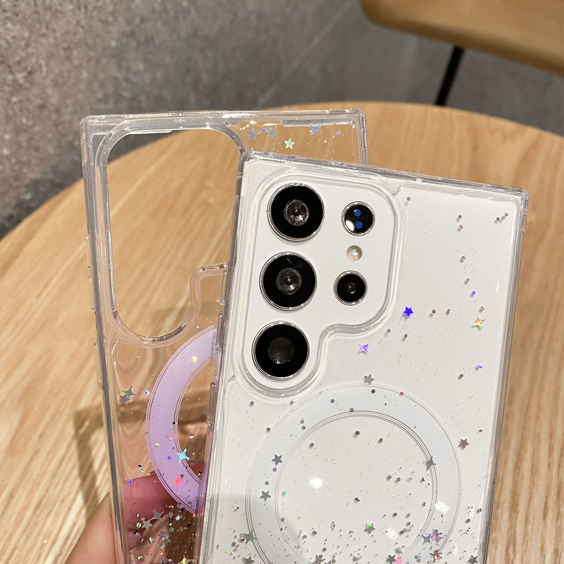 Phone Case for Samsung Galaxy S24 S23 Ultra S22 Plus iPhone 15 14 13 12 11 Pro Max Glitter Magnetic Transparent Gradient Soft Gel Full Cover
