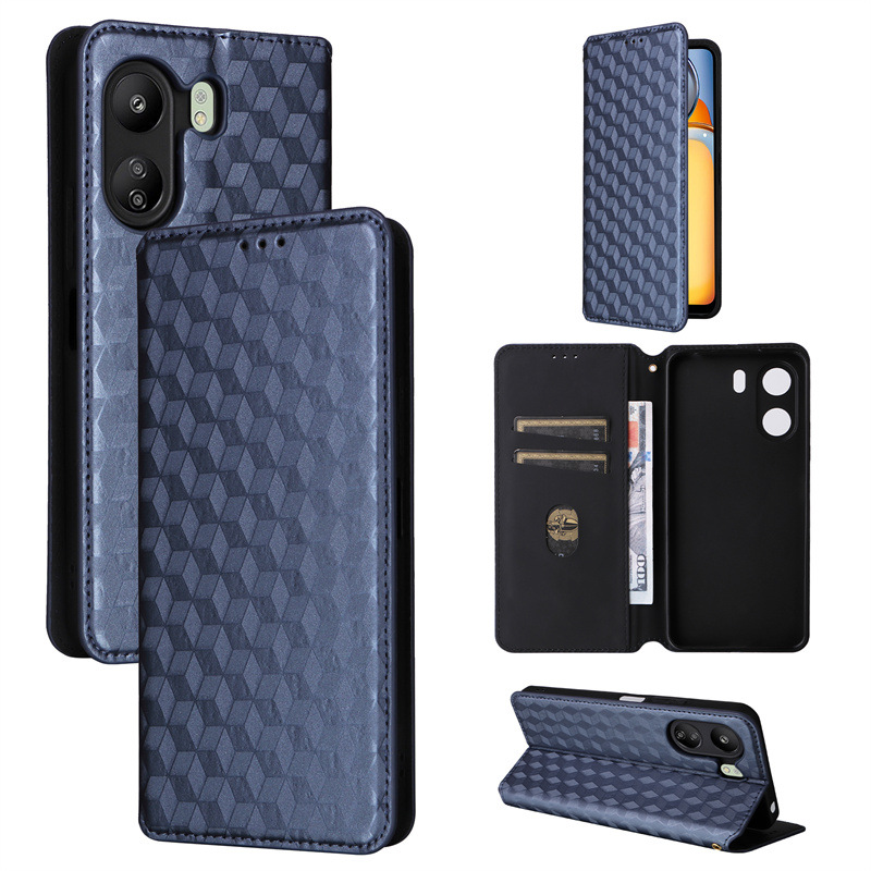 PU Leather Flip Cover for Xiaomi Redmi 13C Phone Case Built in Kickstand Card Holder Magnetic Closure Folio Protective Cover