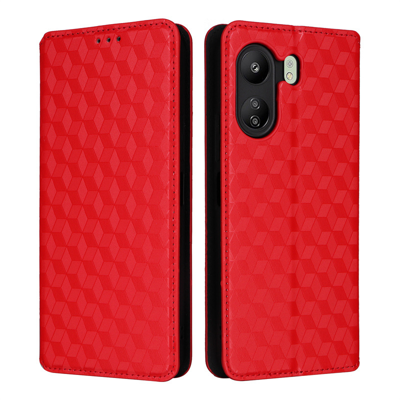 PU Leather Flip Cover for Xiaomi Redmi 13C Phone Case Built in Kickstand Card Holder Magnetic Closure Folio Protective Cover