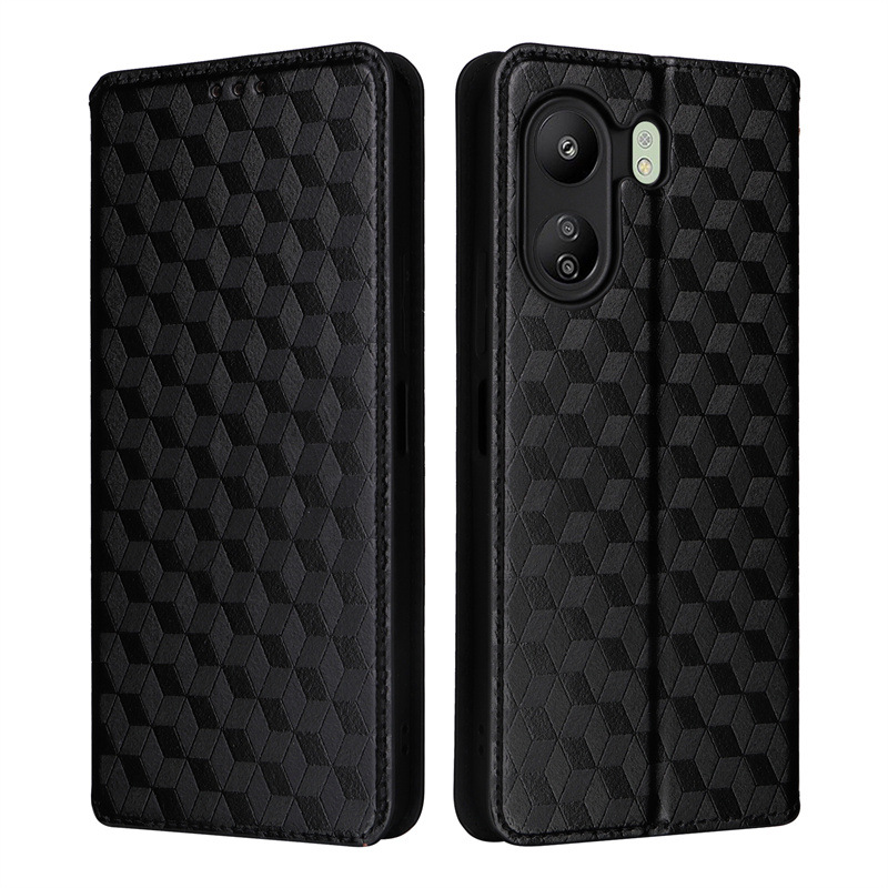 PU Leather Flip Cover for Xiaomi Redmi 13C Phone Case Built in Kickstand Card Holder Magnetic Closure Folio Protective Cover