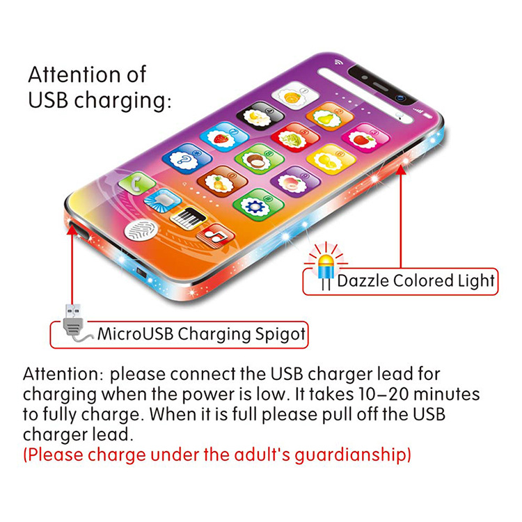 English Children's Mobile Phone Toys Puzzle Simulation Phone Learning Machine English Learning Machine with USB Cable