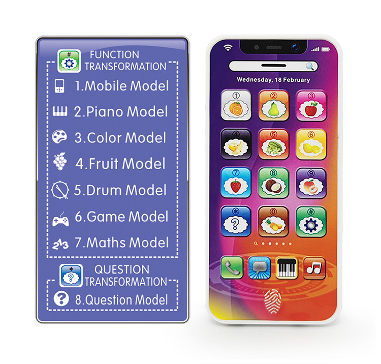 English Children's Mobile Phone Toys Puzzle Simulation Phone Learning Machine English Learning Machine with USB Cable