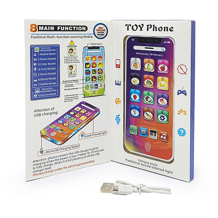 English Children's Mobile Phone Toys Puzzle Simulation Phone Learning Machine English Learning Machine with USB Cable