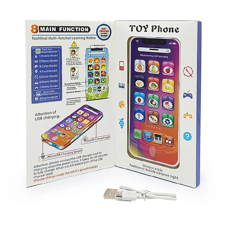English Children's Mobile Phone Toys Puzzle Simulation Phone Learning Machine English Learning Machine with USB Cable