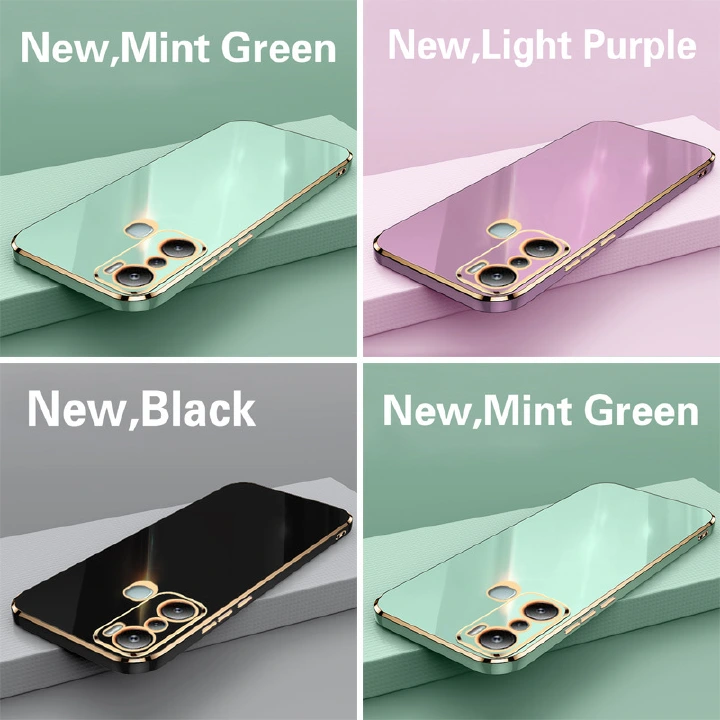Phone Case for Infinix Hot 20i Shockproof Bumper Colourful Straight Edge Plating Silicone Cover