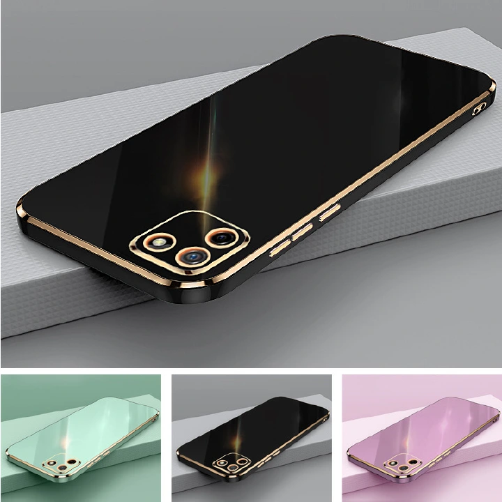 Phone Case for Realme C11 2020 Shockproof Bumper Colourful Straight Edge Plating Silicone Cover