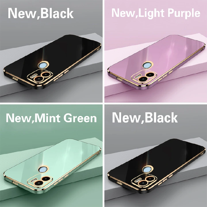 Phone Case for Xiaomi Redmi A1+ Plus Shockproof Bumper Colourful Straight Edge Plating Silicone Cover