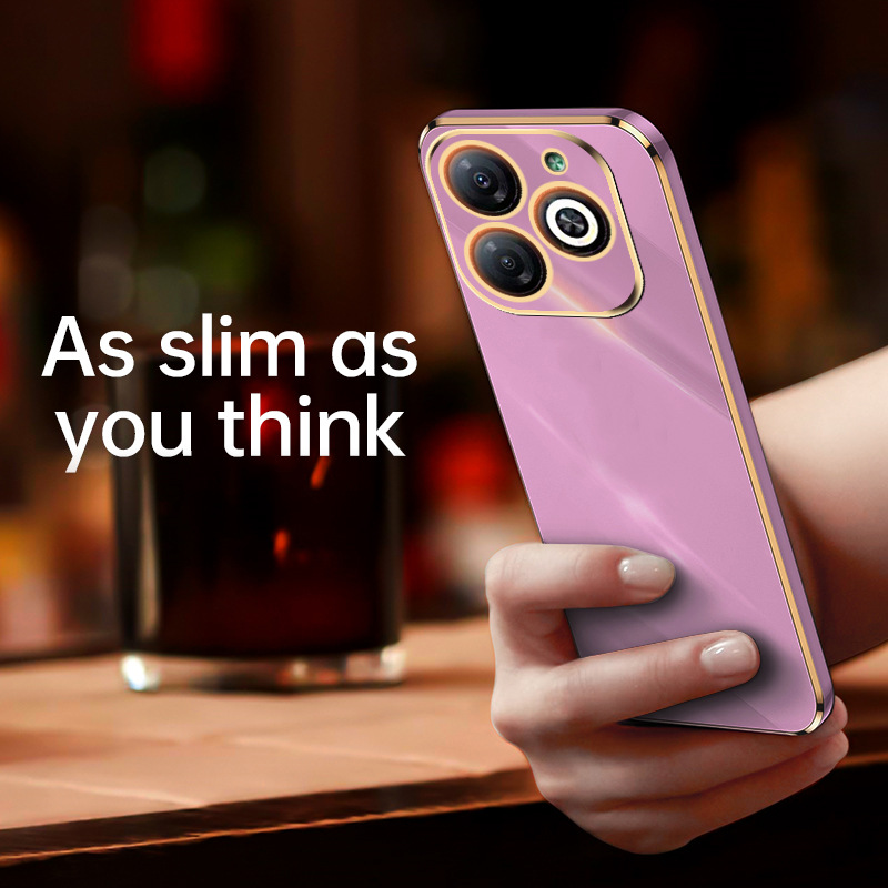 Phone Case for Infinix Smart 8 Shockproof Bumper Colourful Straight Edge Plating Silicone Cover