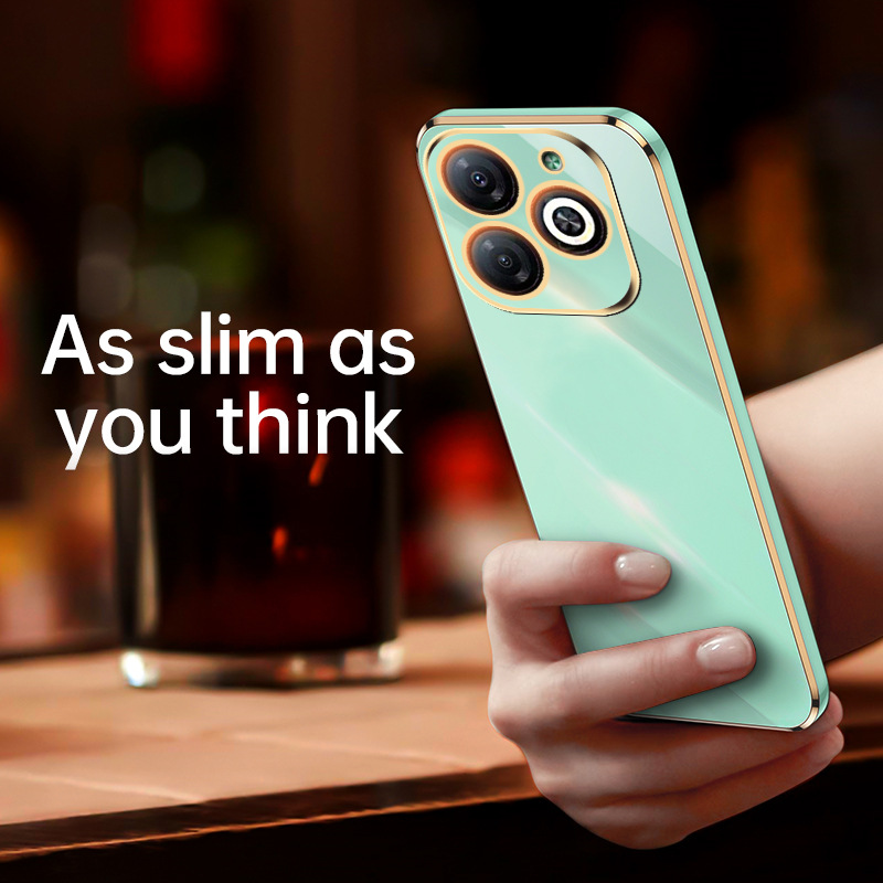 Phone Case for Infinix Smart 8 Shockproof Bumper Colourful Straight Edge Plating Silicone Cover