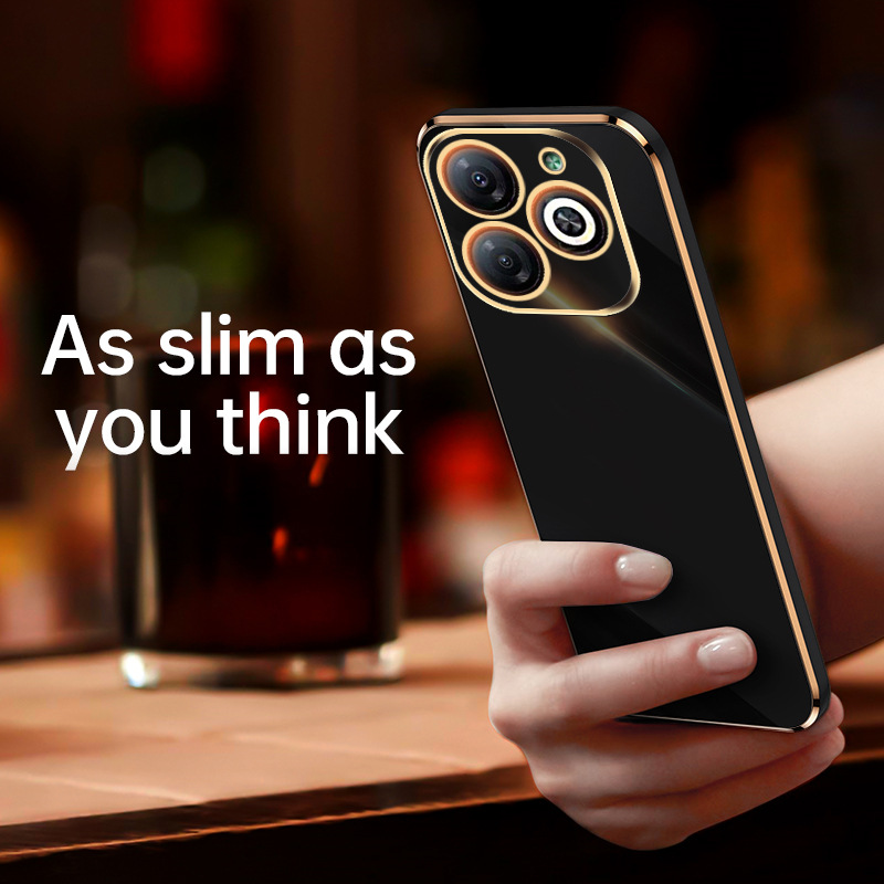 Phone Case for Infinix Smart 8 Shockproof Bumper Colourful Straight Edge Plating Silicone Cover