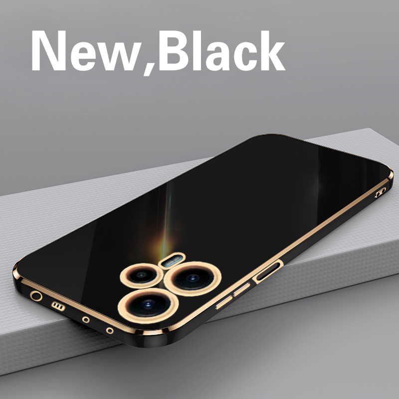 Phone Case for Xiaomi Poco F5 Shockproof Bumper Colourful Straight Edge Plating Silicone Cover