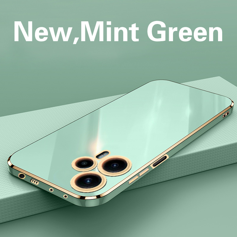 Phone Case for Xiaomi Poco F5 Shockproof Bumper Colourful Straight Edge Plating Silicone Cover