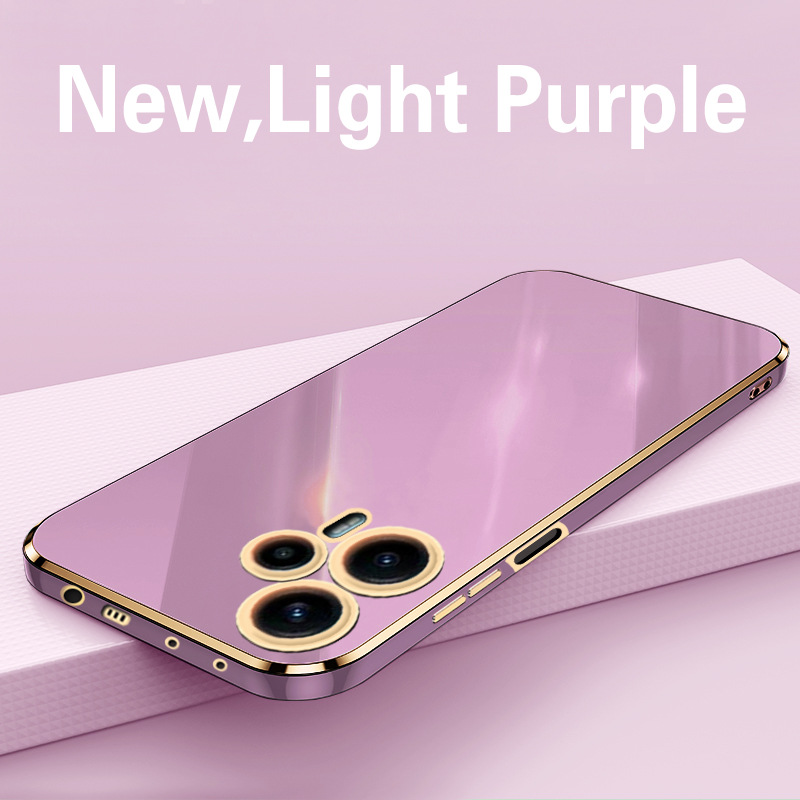 Phone Case for Xiaomi Poco F5 Shockproof Bumper Colourful Straight Edge Plating Silicone Cover