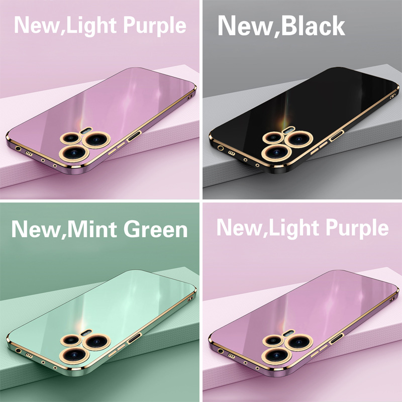 Phone Case for Xiaomi Poco F5 Shockproof Bumper Colourful Straight Edge Plating Silicone Cover