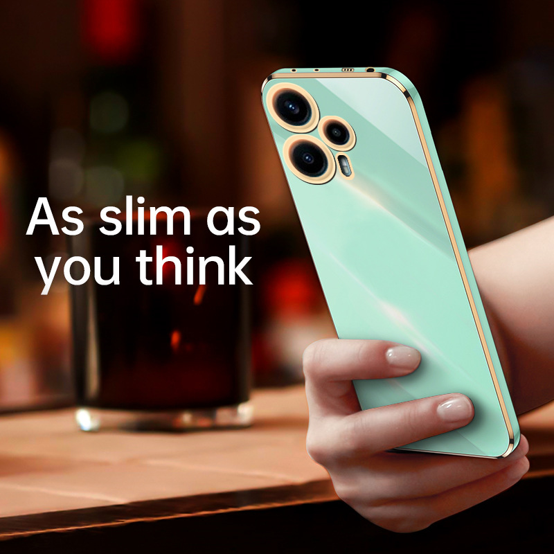 Phone Case for Xiaomi Poco F5 Shockproof Bumper Colourful Straight Edge Plating Silicone Cover