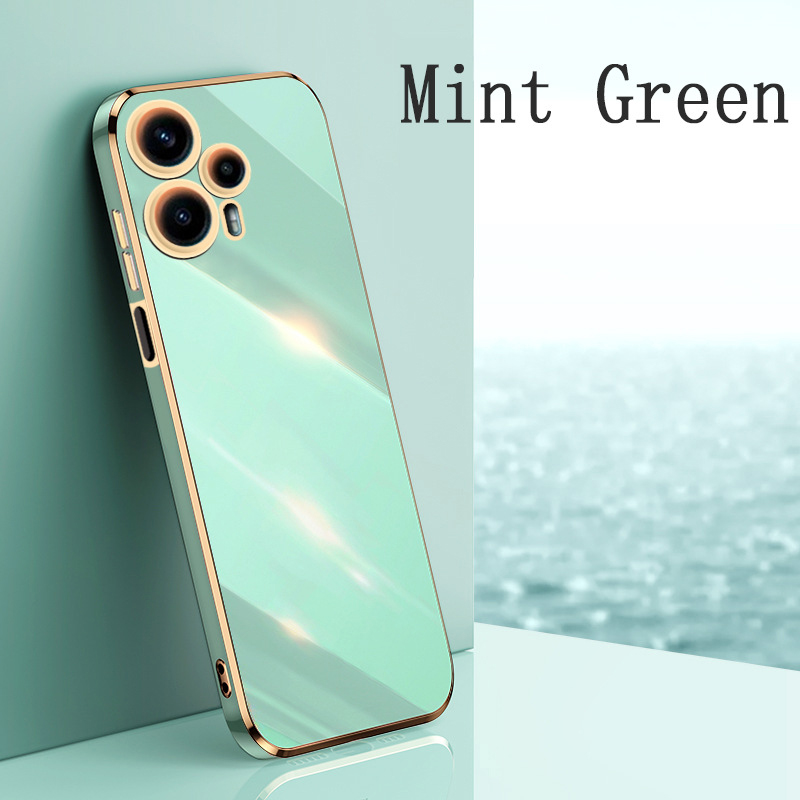 Phone Case for Xiaomi Poco F5 Shockproof Bumper Colourful Straight Edge Plating Silicone Cover