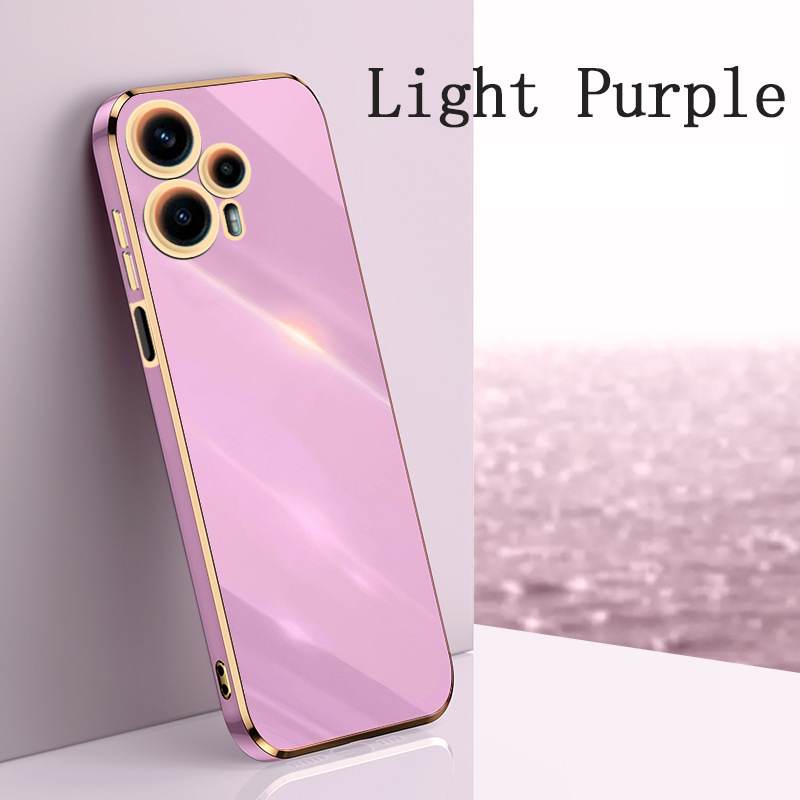 Phone Case for Xiaomi Poco F5 Shockproof Bumper Colourful Straight Edge Plating Silicone Cover