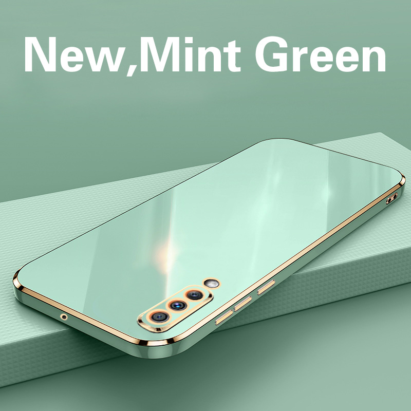 Phone Case for Samsung Galaxy A50 A50S A30S Shockproof Bumper Colourful Straight Edge Plating Silicone Cover