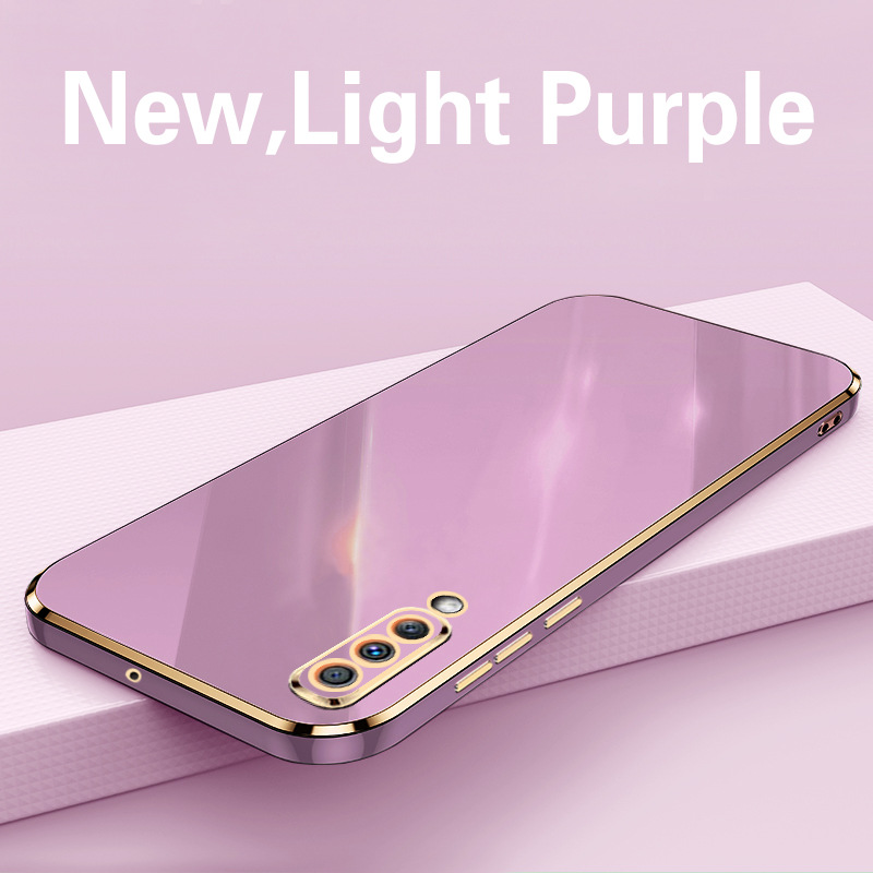 Phone Case for Samsung Galaxy A50 A50S A30S Shockproof Bumper Colourful Straight Edge Plating Silicone Cover