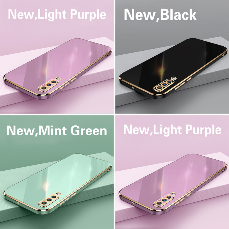 Phone Case for Samsung Galaxy A50 A50S A30S Shockproof Bumper Colourful Straight Edge Plating Silicone Cover