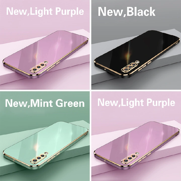 Phone Case for Samsung Galaxy A50 A50S A30S Shockproof Bumper Colourful Straight Edge Plating Silicone Cover