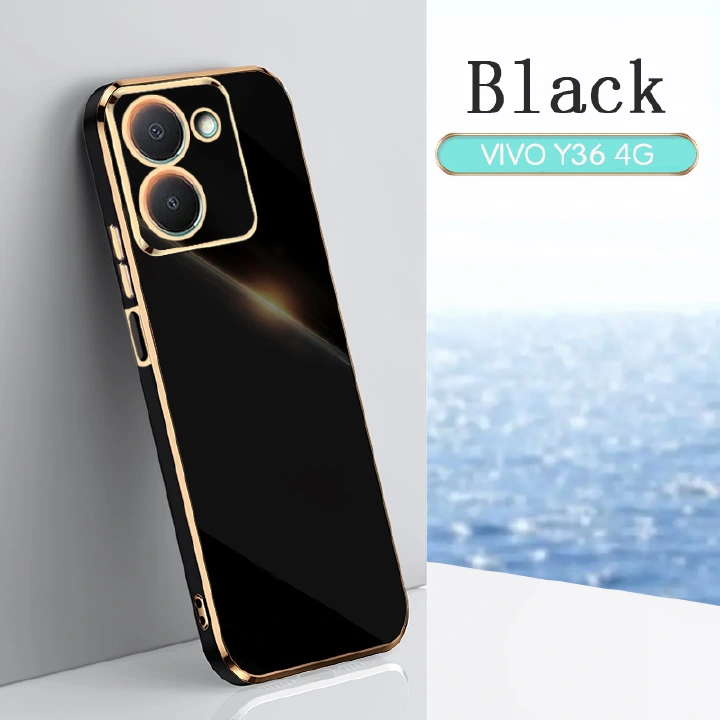 Phone Case for Vivo Y36 4G Shockproof Bumper Colourful Straight Edge Plating Silicone Cover