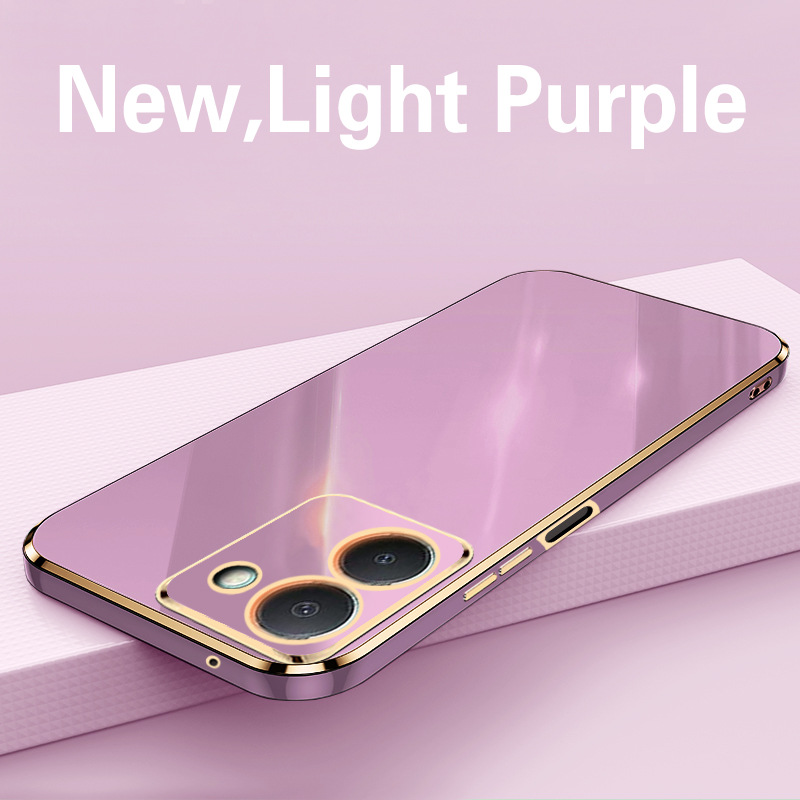 Phone Case for Vivo Y36 4G Shockproof Bumper Colourful Straight Edge Plating Silicone Cover