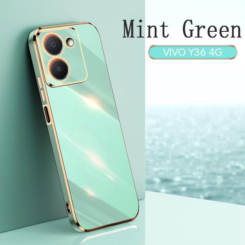 Phone Case for Vivo Y36 4G Shockproof Bumper Colourful Straight Edge Plating Silicone Cover
