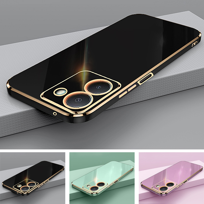 Phone Case for Vivo Y36 4G Shockproof Bumper Colourful Straight Edge Plating Silicone Cover