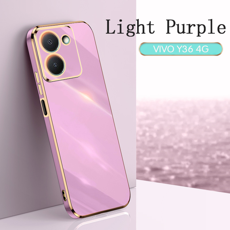Phone Case for Vivo Y36 4G Shockproof Bumper Colourful Straight Edge Plating Silicone Cover