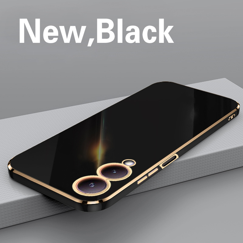 Phone Case for Vivo Y17S Shockproof Bumper Colourful Straight Edge Plating Silicone Cover