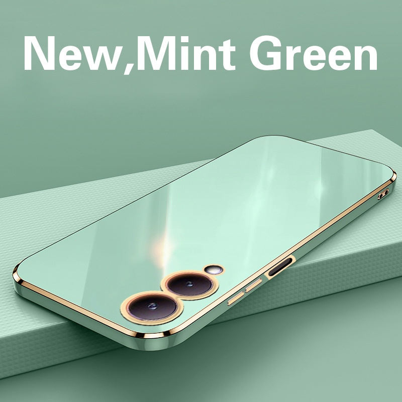 Phone Case for Vivo Y17S Shockproof Bumper Colourful Straight Edge Plating Silicone Cover