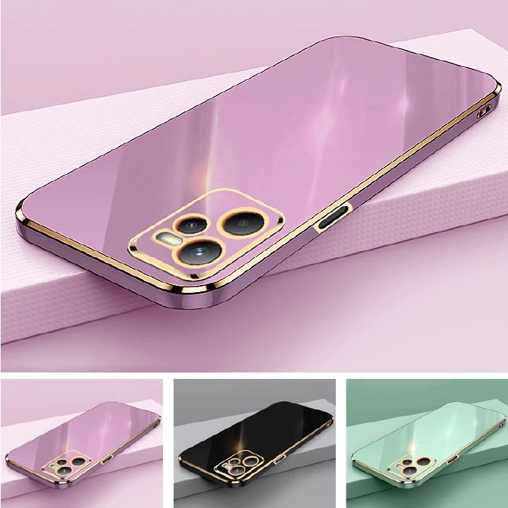 Phone Case for Realme C35 Shockproof Bumper Colourful Straight Edge Plating Silicone Cover