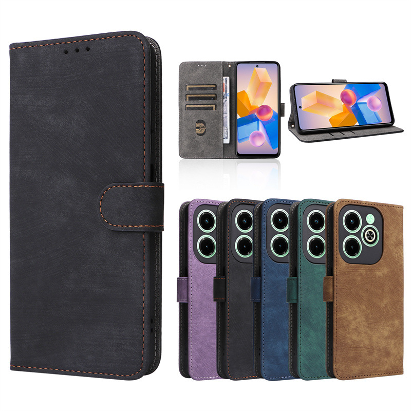 Flip Cover for Infinix Hot 40i 4G PU Leather Phone Case Full-Body Protection Shockproof [RFID Blocking] Wallet Cover