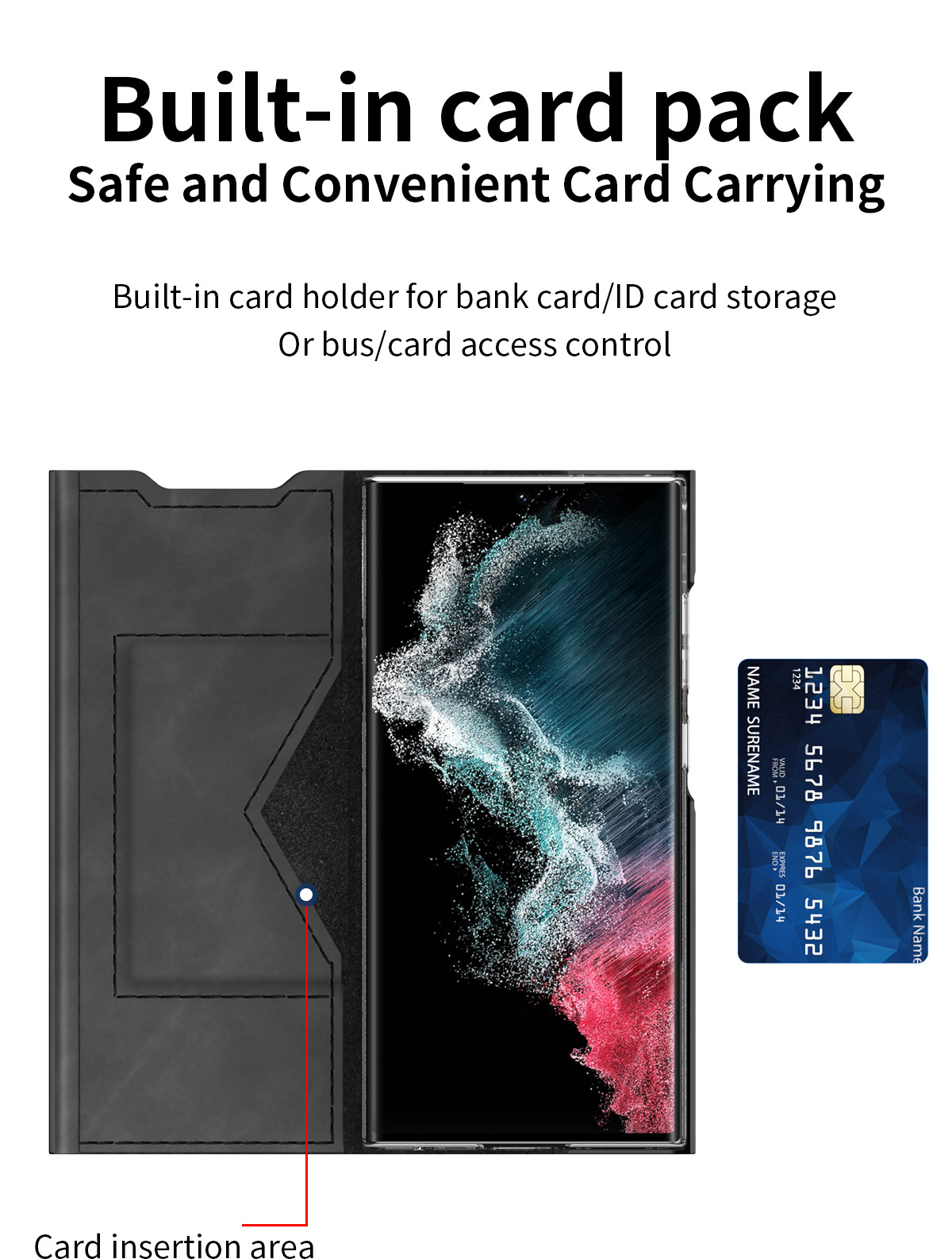 Leather Flip Cover for Samsung Galaxy S24 S23 Ultra S22 S21 Plus Napa Print Flap Card Case Leather Holder Protective Sleeve