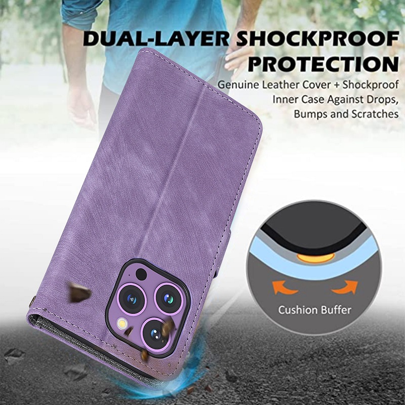 Flip Cover for Samsung Galaxy A55 PU Leather Phone Case Full-Body Protection Shockproof [RFID Blocking] Wallet Cover