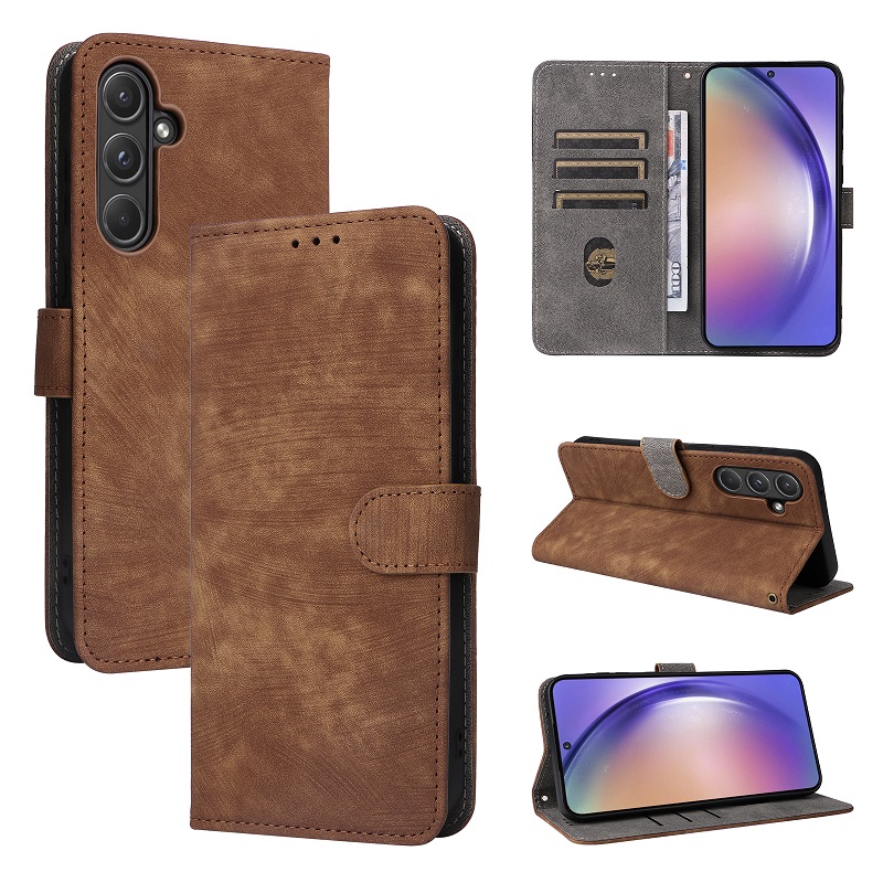 Flip Cover for Samsung Galaxy A55 PU Leather Phone Case Full-Body Protection Shockproof [RFID Blocking] Wallet Cover