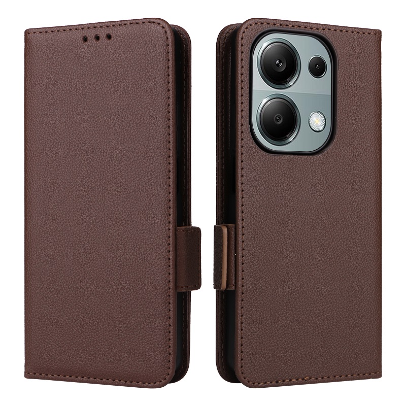 Wallet Flip Cover for Xiaomi Redmi Note 13 Pro 4G Lychee Pattern Leather Magnetic Flip Folio Stand Phone Cover with Card Holder