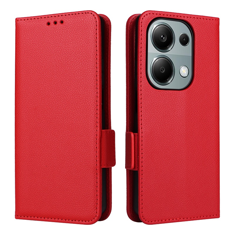 Wallet Flip Cover for Xiaomi Redmi Note 13 Pro 4G Lychee Pattern Leather Magnetic Flip Folio Stand Phone Cover with Card Holder