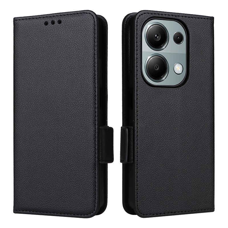 Wallet Flip Cover for Xiaomi Redmi Note 13 Pro 4G Lychee Pattern Leather Magnetic Flip Folio Stand Phone Cover with Card Holder