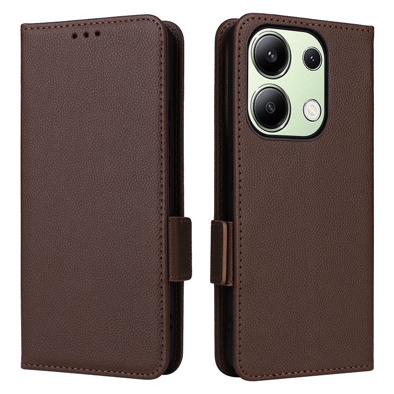 Wallet Flip Cover for Xiaomi Redmi Note 13 4G Lychee Pattern Leather Magnetic Flip Folio Stand Phone Cover with Card Holder