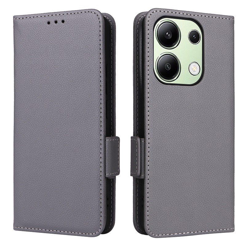 Wallet Flip Cover for Xiaomi Redmi Note 13 4G Lychee Pattern Leather Magnetic Flip Folio Stand Phone Cover with Card Holder
