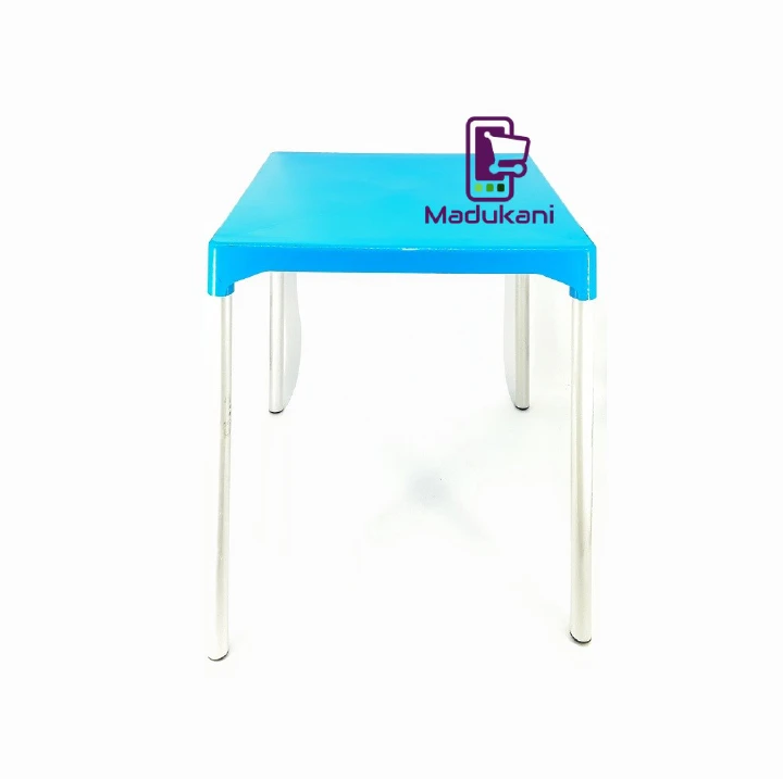 BLUE 27 inch Square Heavy Duty Plastic Top Table with Metal Legs